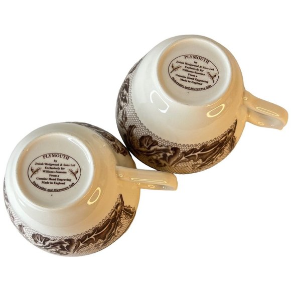 2 Sets Josiah Wedgwood And Sons Plymouth Cup And Saucer For Williams Sonoma VTG - Picture 8 of 12